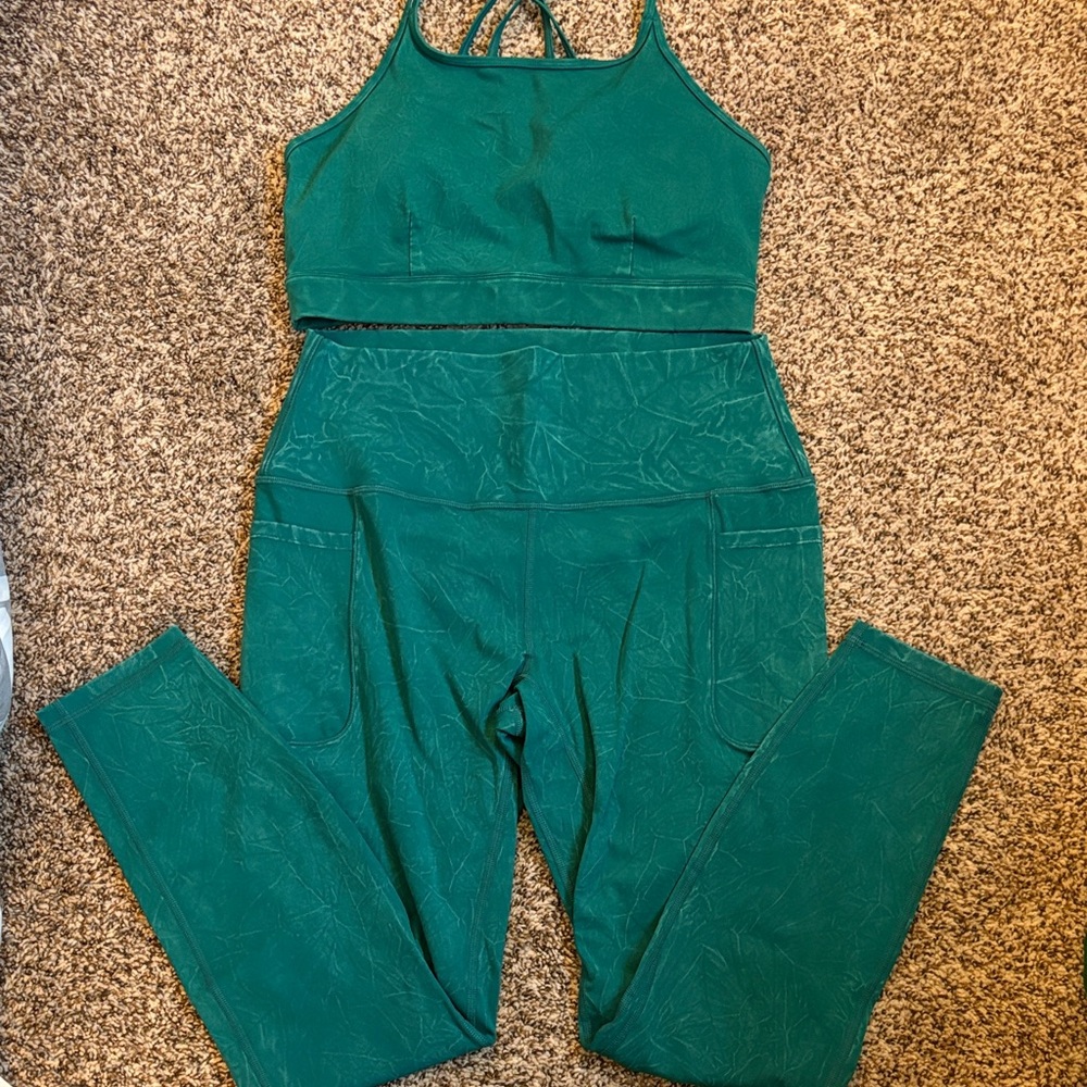 Women's Green Two Piece Workout Set